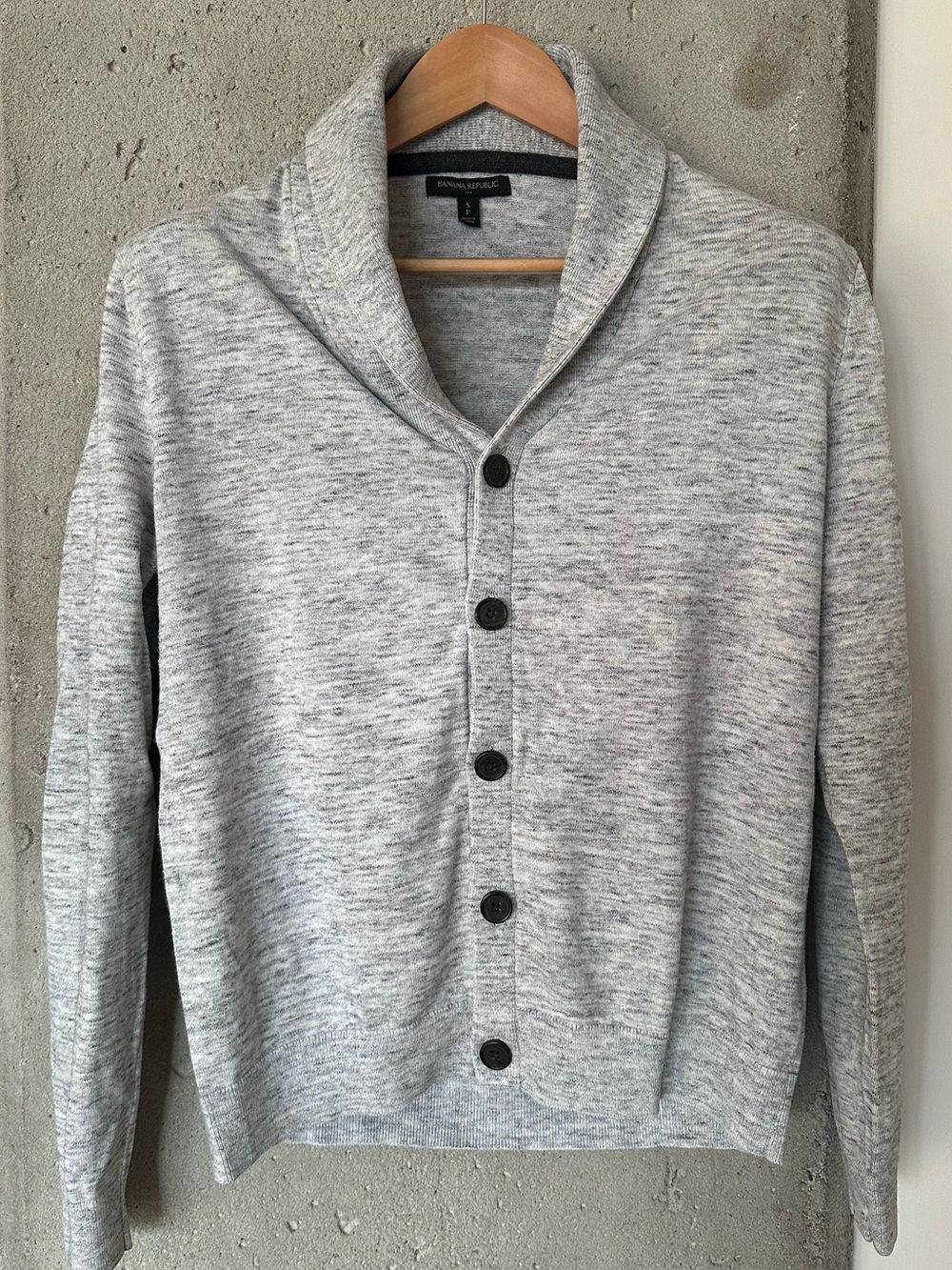 Banana Republic Factory Men's Heather Gray Shawl Collar Cardigan S